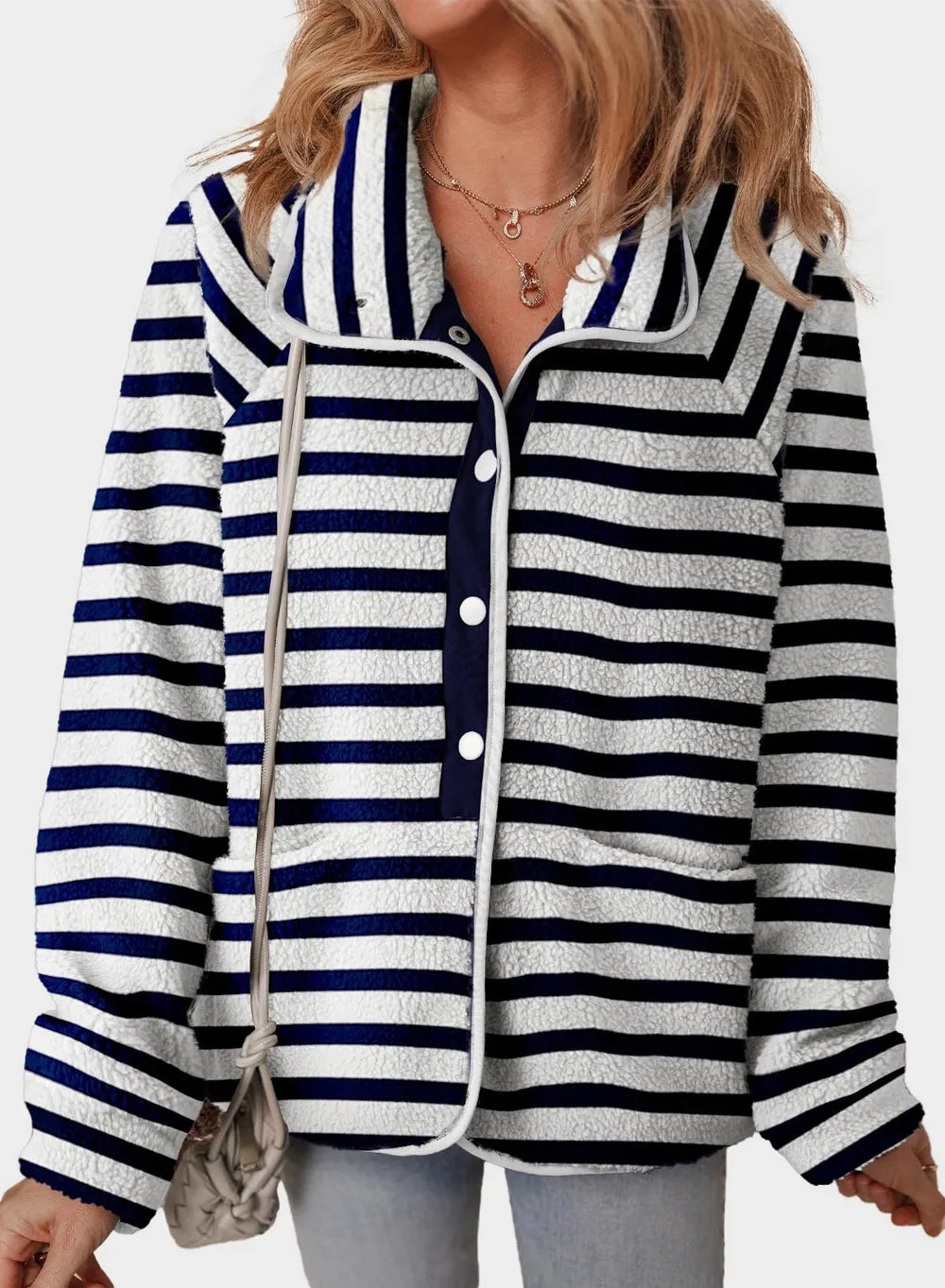 Playful Pocketed Half Snap Sherpa Jacket