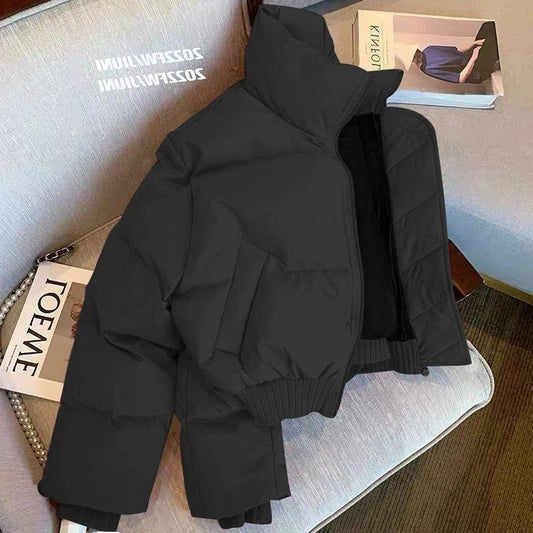 Harajuku Style Stand Collar Cotton Jacket for Women