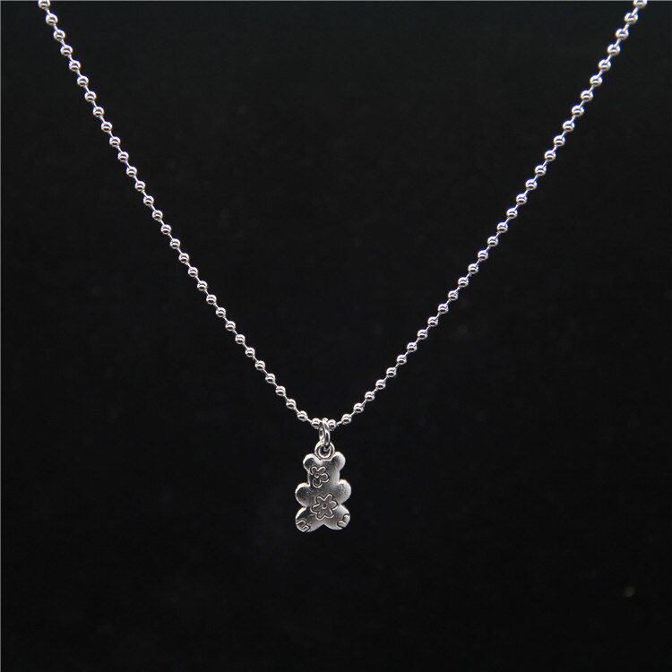 Punk Rock Flower Bear Heart Pendant Necklace for Women