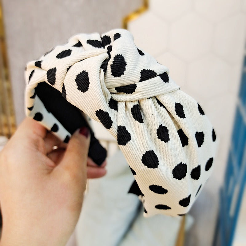 High-End Wide-Brimmed Polka Dot Face Wash Headband