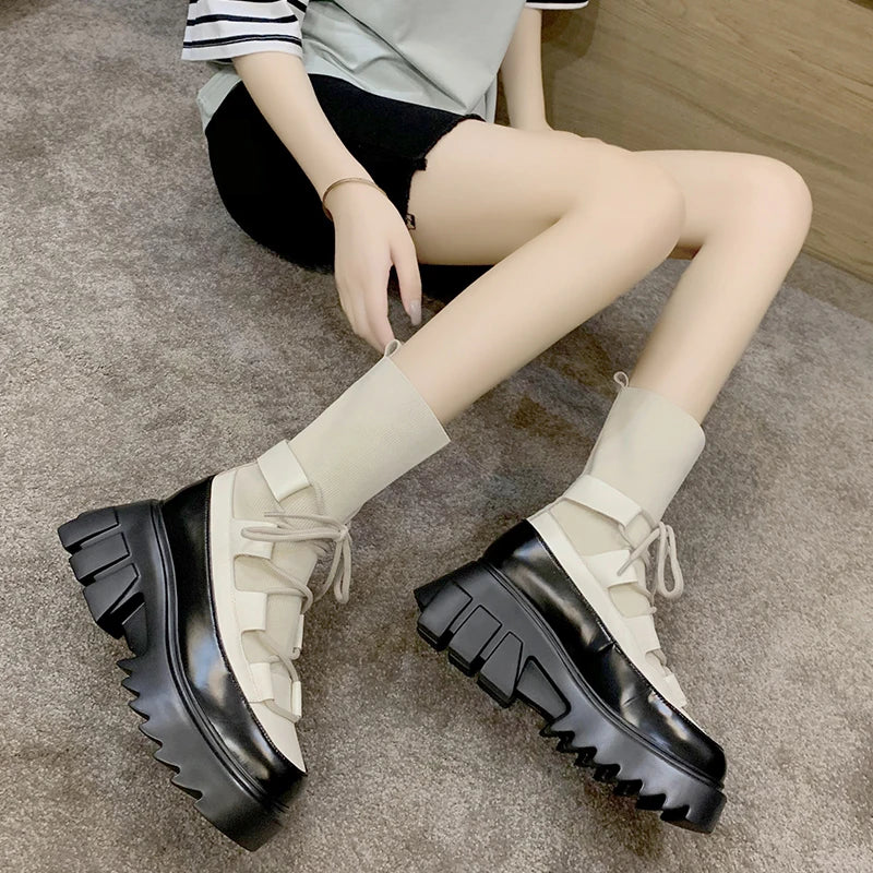 Harajuku Style Casual Stretch Fabric Sock Boots