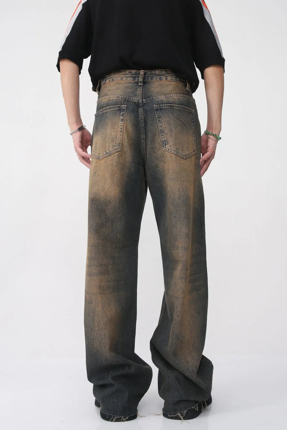 Harajuku-Inspired Raw Hem Straight Leg Jeans
