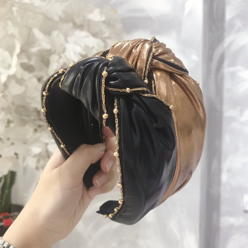 Beaded Knotted Wide-Brimmed Headband
