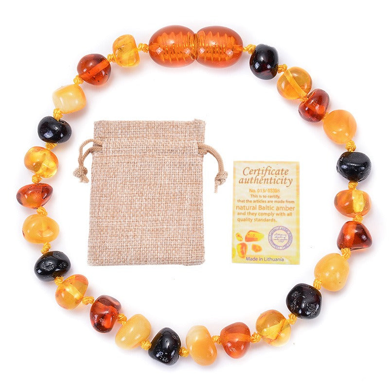 Baltic Sea Amber Baby Bracelet - Irregular Handcrafted Jewelry