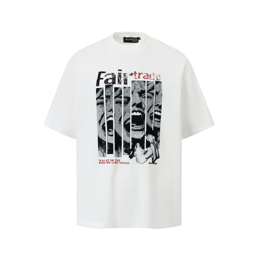 Funny Character Print Loose Fit Cotton Tee for Men