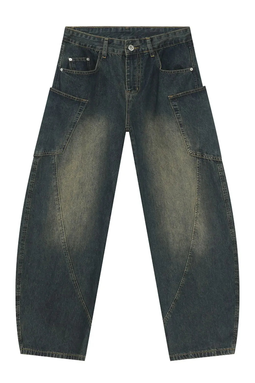 Harajuku Style Mid Rise Waist Jeans with Pockets