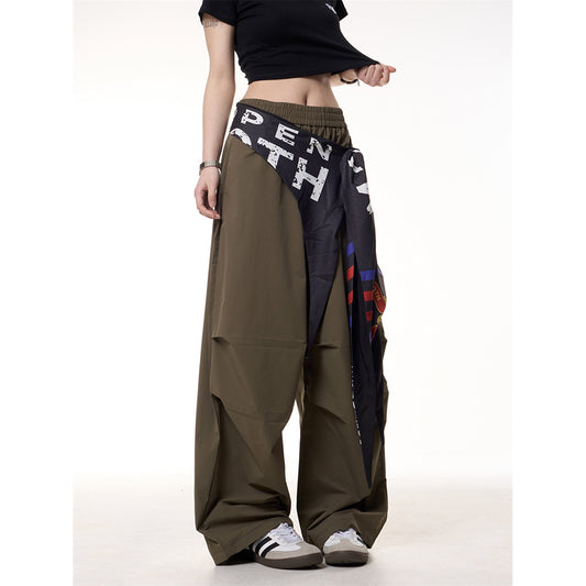 Spliced Fart Curtain Casual Pants