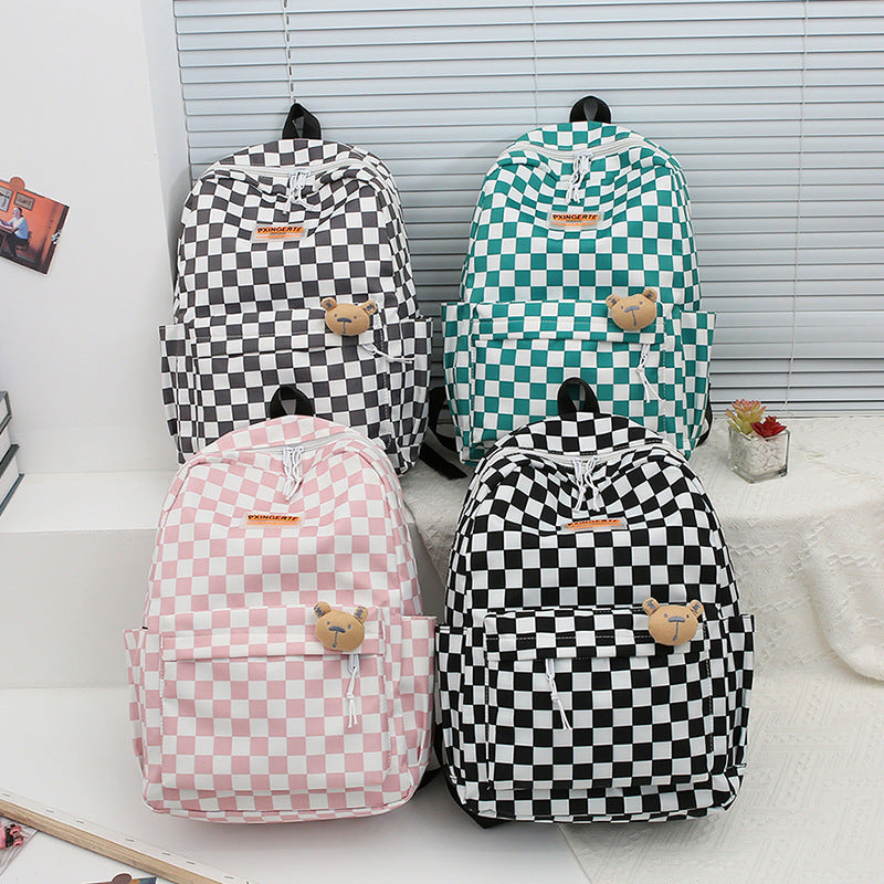 Harajuku Style Plaid Backpack - Large Capacity Schoolbag