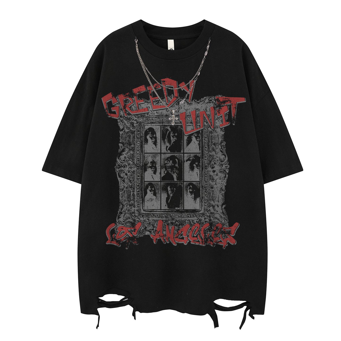 Harajuku Style Casual Necklace Print T-Shirt