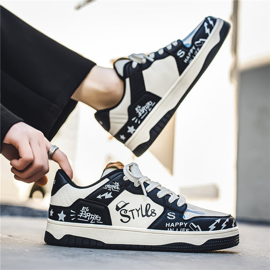 Korean Color Block Low Cut Lace-Up Men’s Casual Shoes