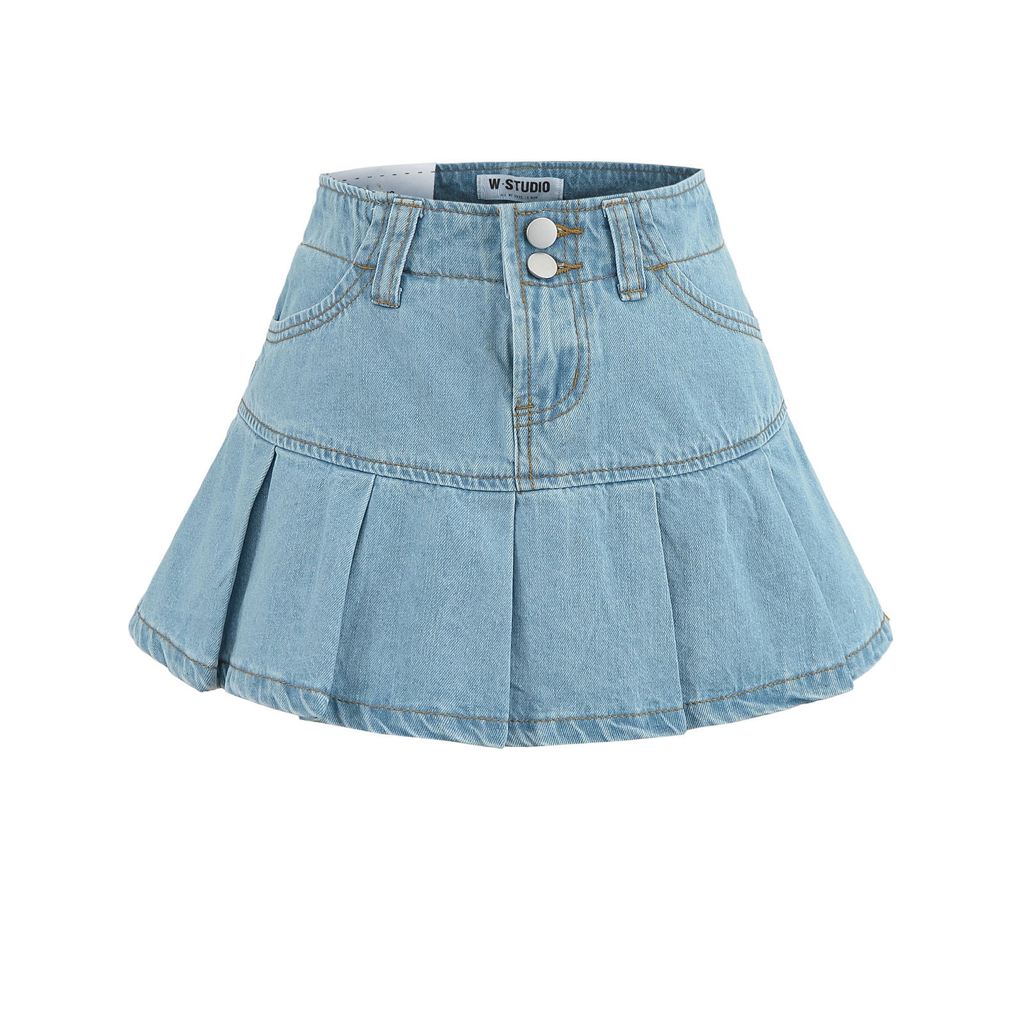 High-Waisted Vintage Denim A-Line Mini Skirt