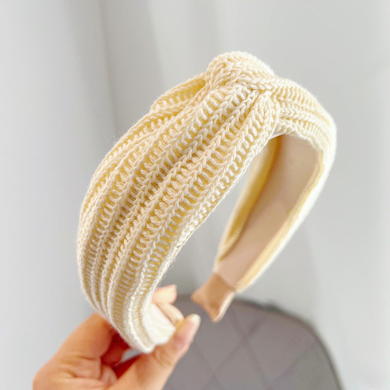 New Wool Knitting Wide Version Cross High Skull Top Face Headband R553