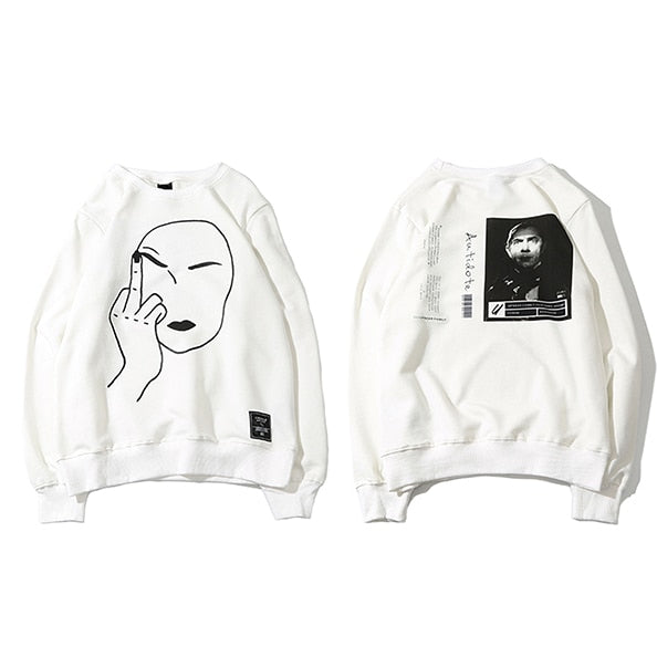 Harajuku Streetwear Middle Finger Hoodie for Men