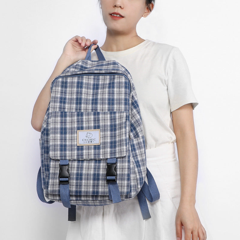 Harajuku Plaid Schoolbag for Casual Girls