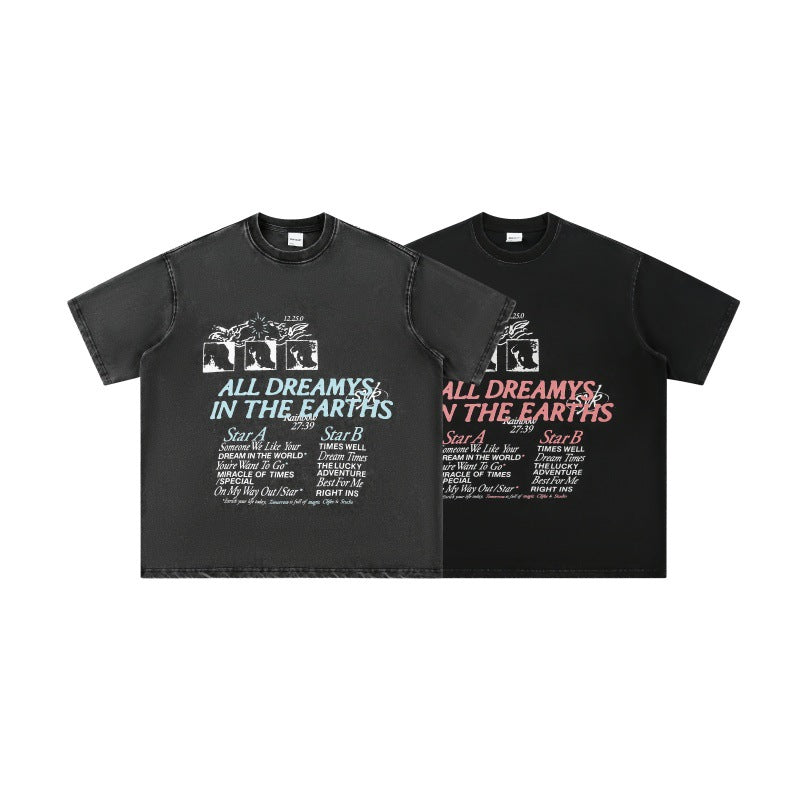 Harajuku Style Vintage Printed Loose Fit Tee