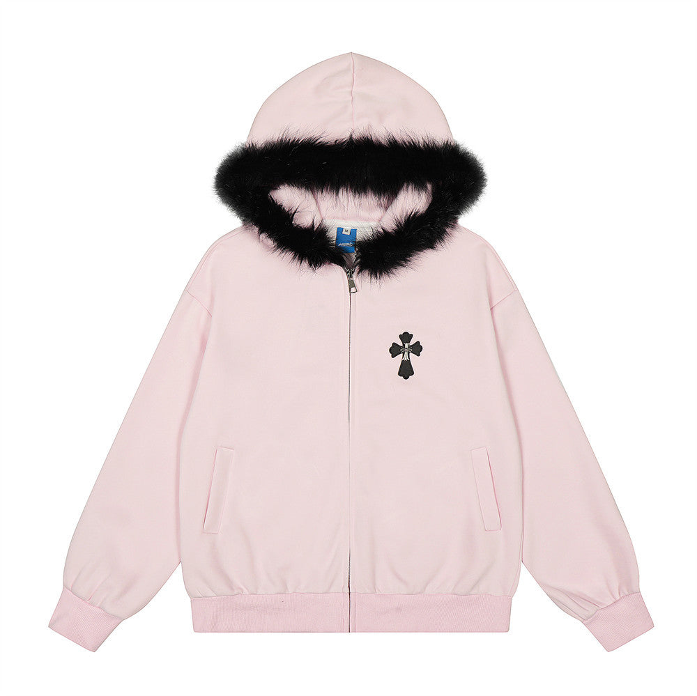 Sanskrit Letter Cross Print Hoodie