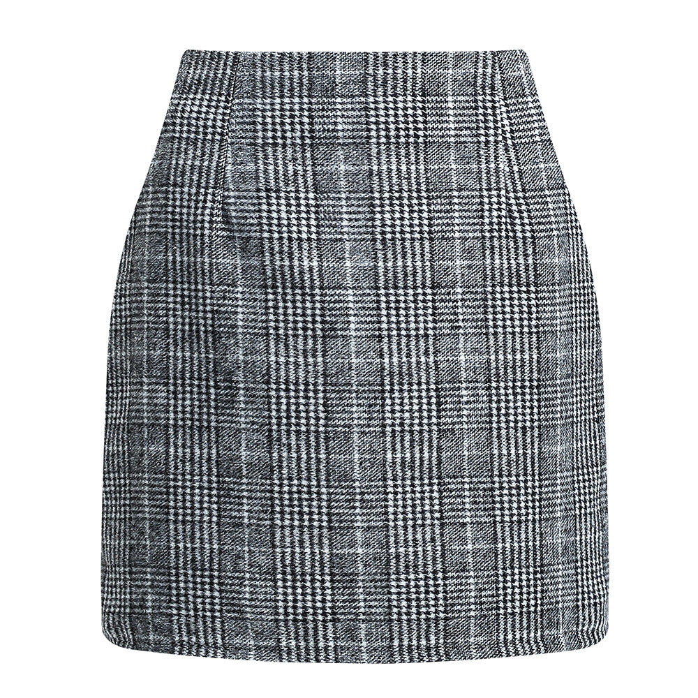 Women's High Waisted Plaid Pencil Skirt - Harajuku Style