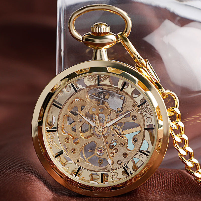 Vintage Steampunk Skeleton Pocket Watch Necklace