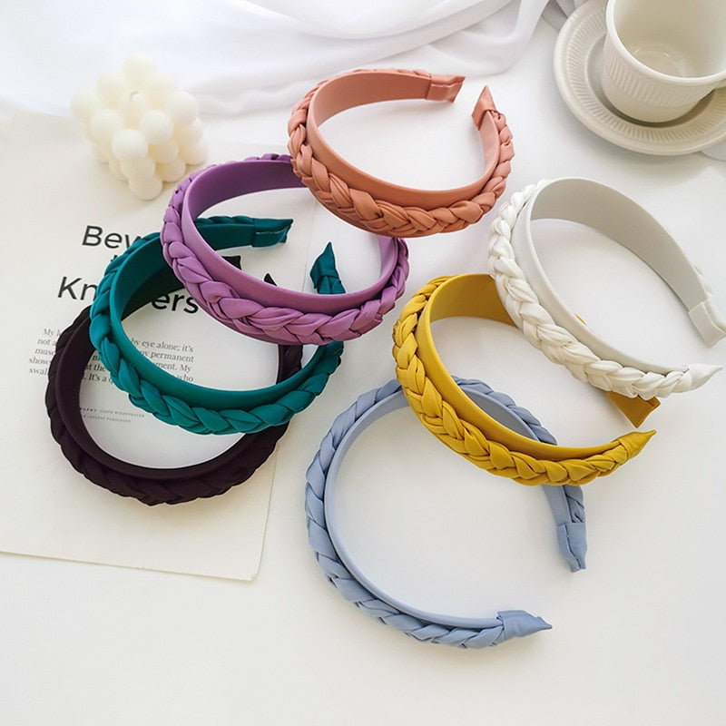 Hair Hoop Solid Color Braided Headband