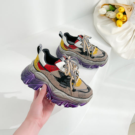 Genuine Leather Women's Thick Bottom Casual Sports Shoes