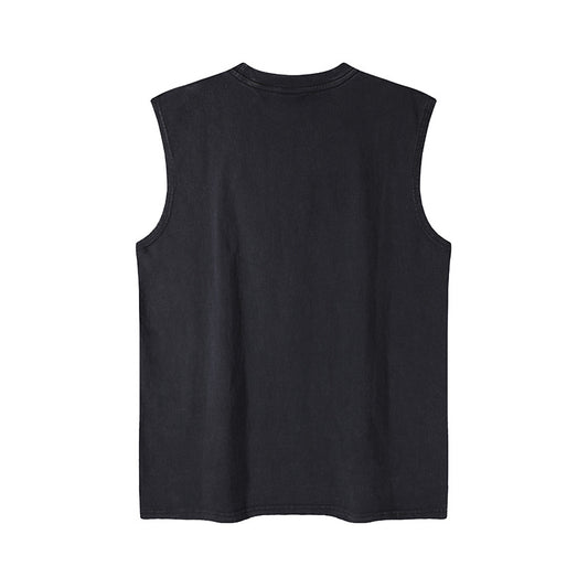 Unisex Loose Fit Washed Cotton Vest - Harajuku Style