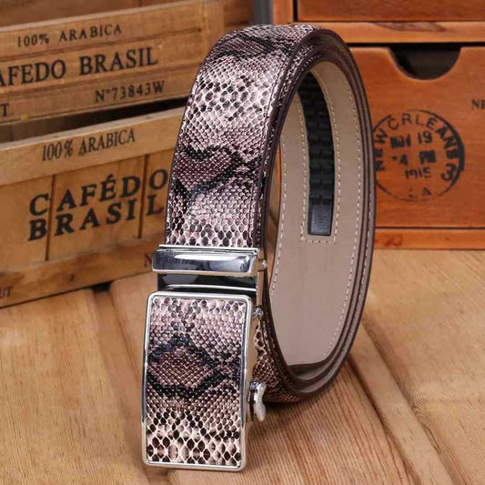 Playful Cowhide Leather Automatic Buckle Belt