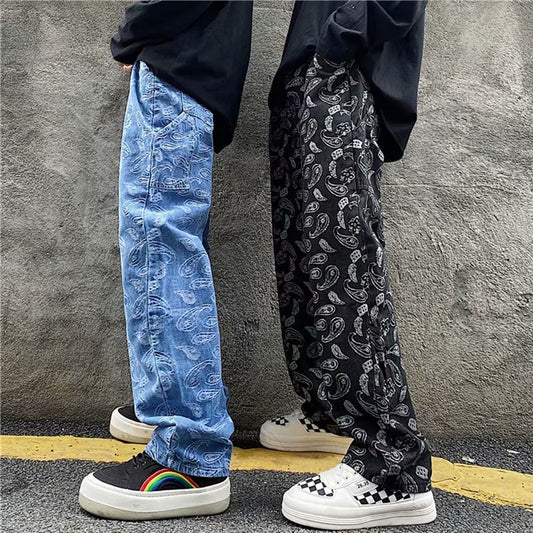 Trendy Japanese Straight Leg Loose Jeans for Men