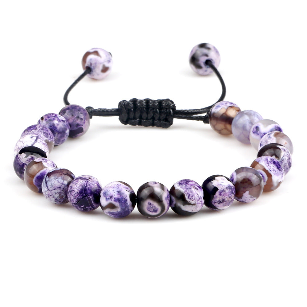 8mm Tiger Eye Stone Beads Bracelet - Adjustable & Braided