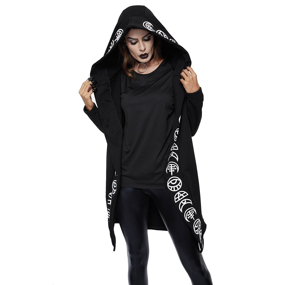 Gothic Chic Black Plus Size Hooded Sweatshirt for Women