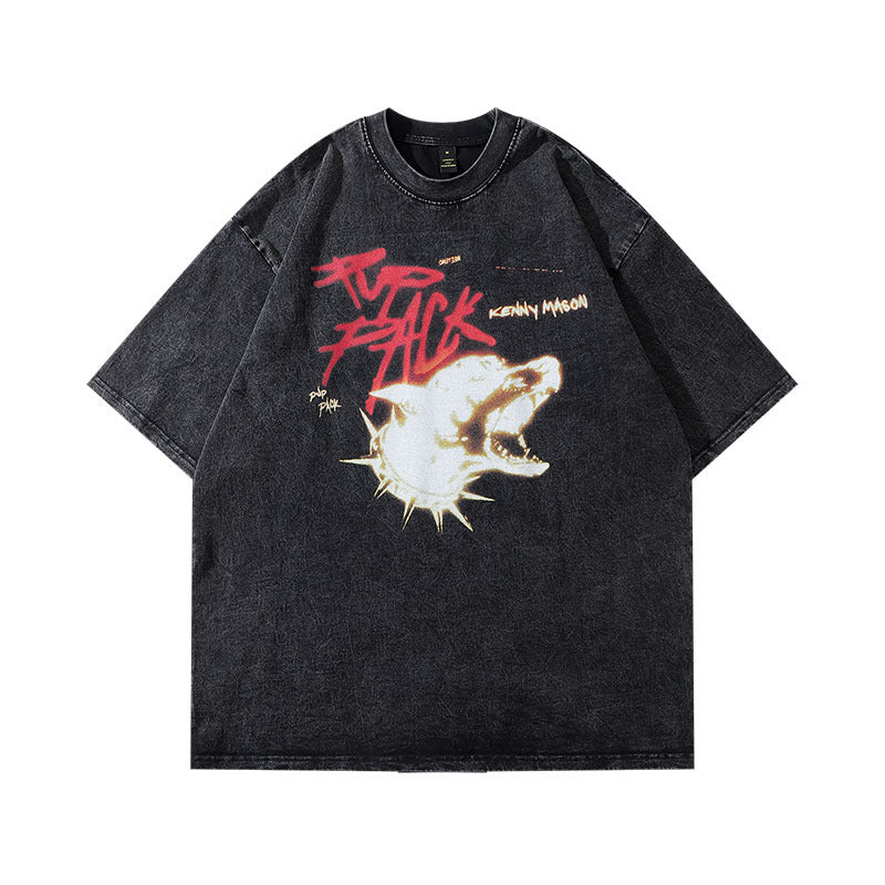 Retro Print Loose Fit Cotton T-Shirt - Harajuku Style