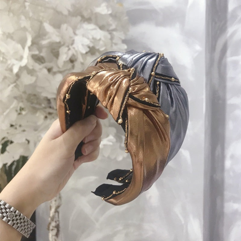 Beaded Knotted Wide-Brimmed Headband