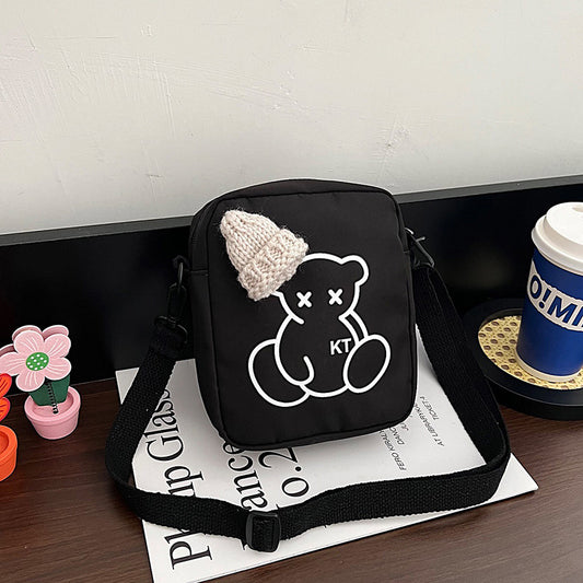Playful Nylon Small Bear Bag for Women