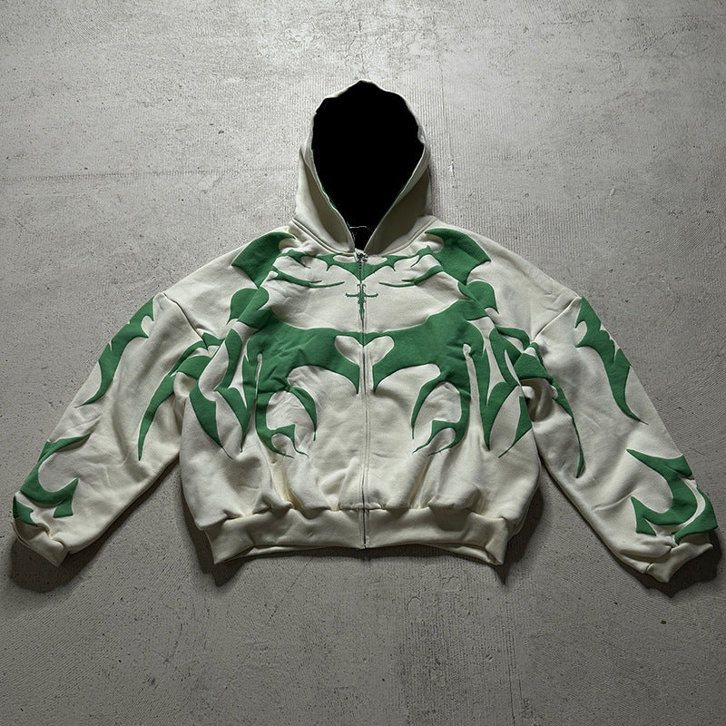 Gothic Printed Zipper Hoodie