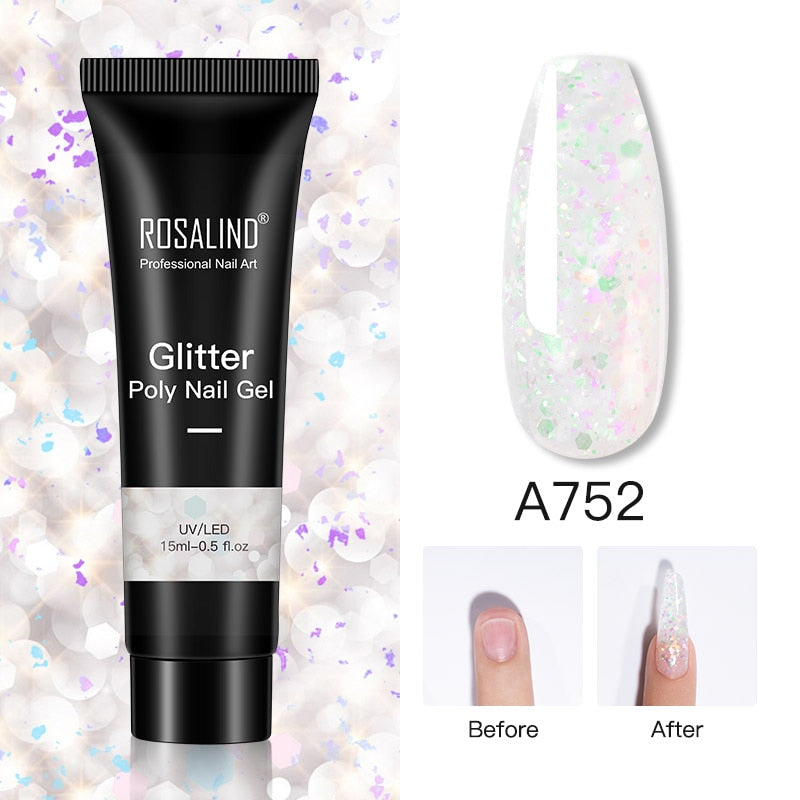 Glitter Poly Nail Gel Extension - 15ml Nail Polish for Manicure