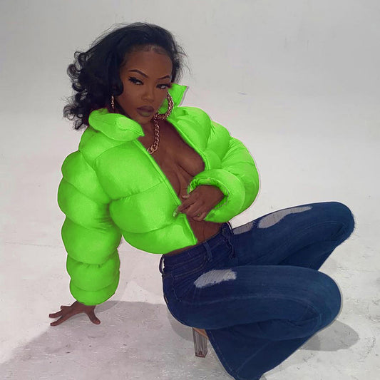 Harajuku Style Contrast Color Short Cotton Coat