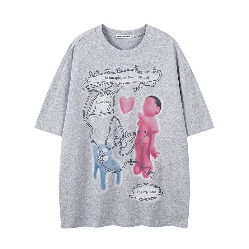 Playful Harajuku-Style Printed Unisex T-Shirt