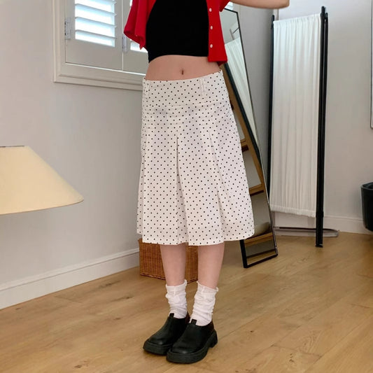 Playful Polka Dot A-Line Midi Skirt
