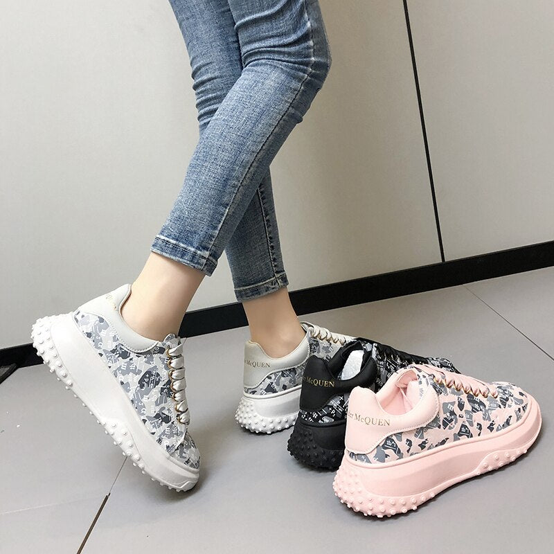 Trendy White Wedge Sneakers for Women