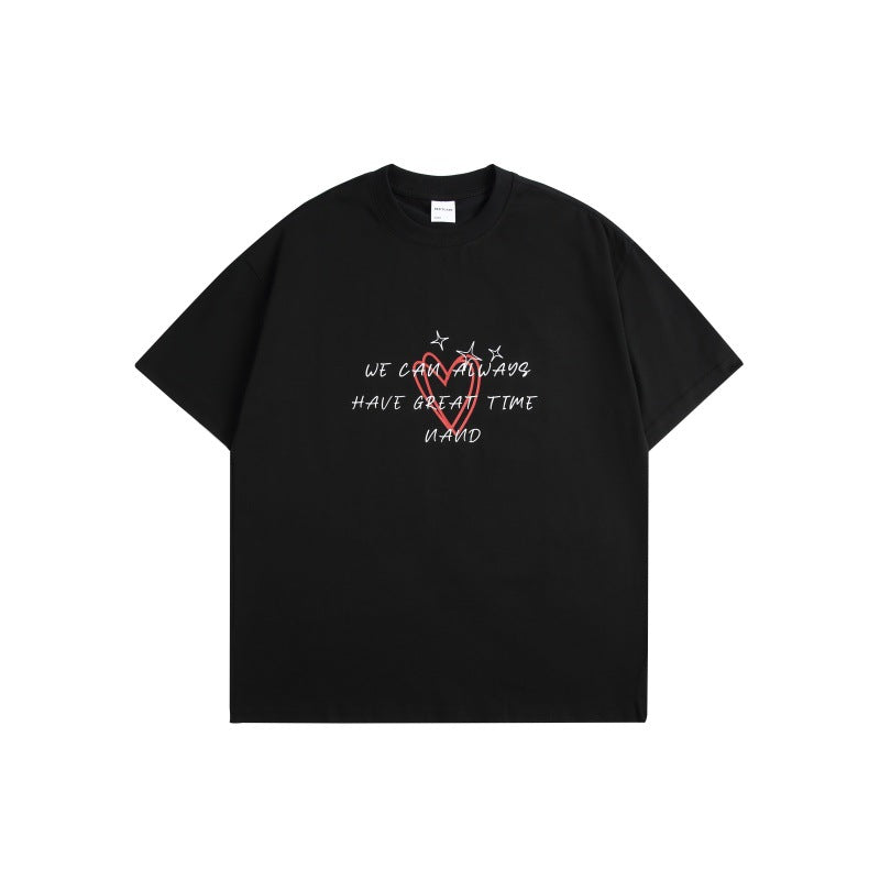 Harajuku Style Hand Drawn Printed Loose Fit Tee
