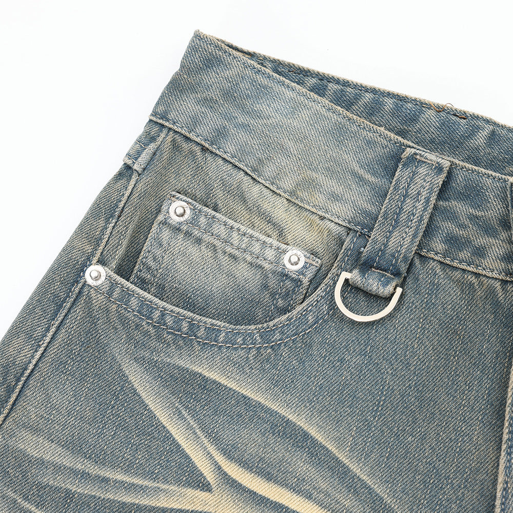 Vintage Washed Straight-Leg Casual Shorts for Men