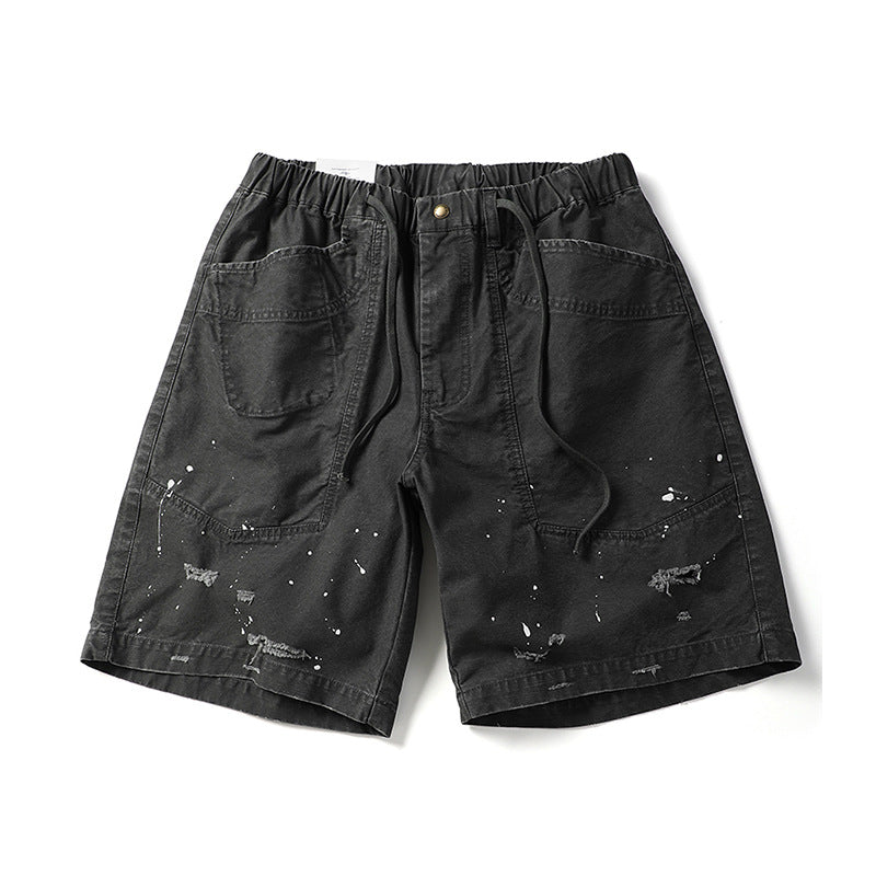 Harajuku Style Distressed Casual Workwear Shorts for Men