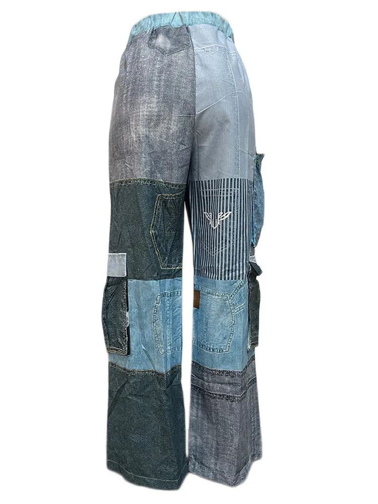 Harajuku Style Women's High Waist Wide Leg Pants with 3D Pockets