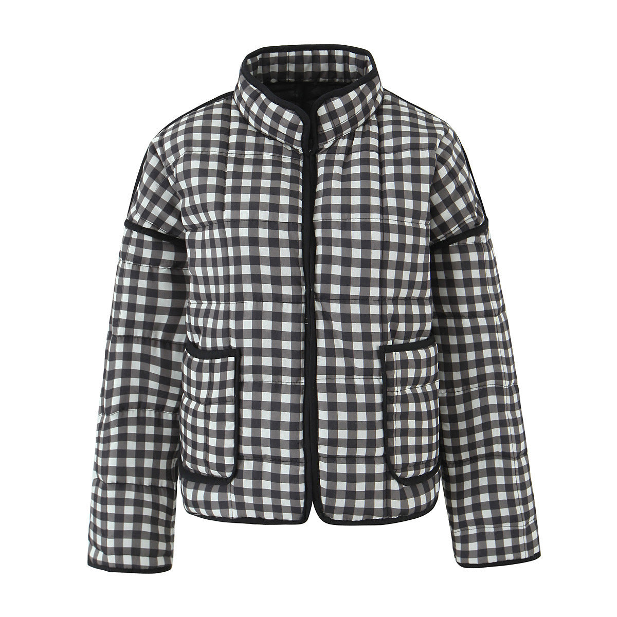Color Blocked Loose Long Sleeved Cotton Jacket