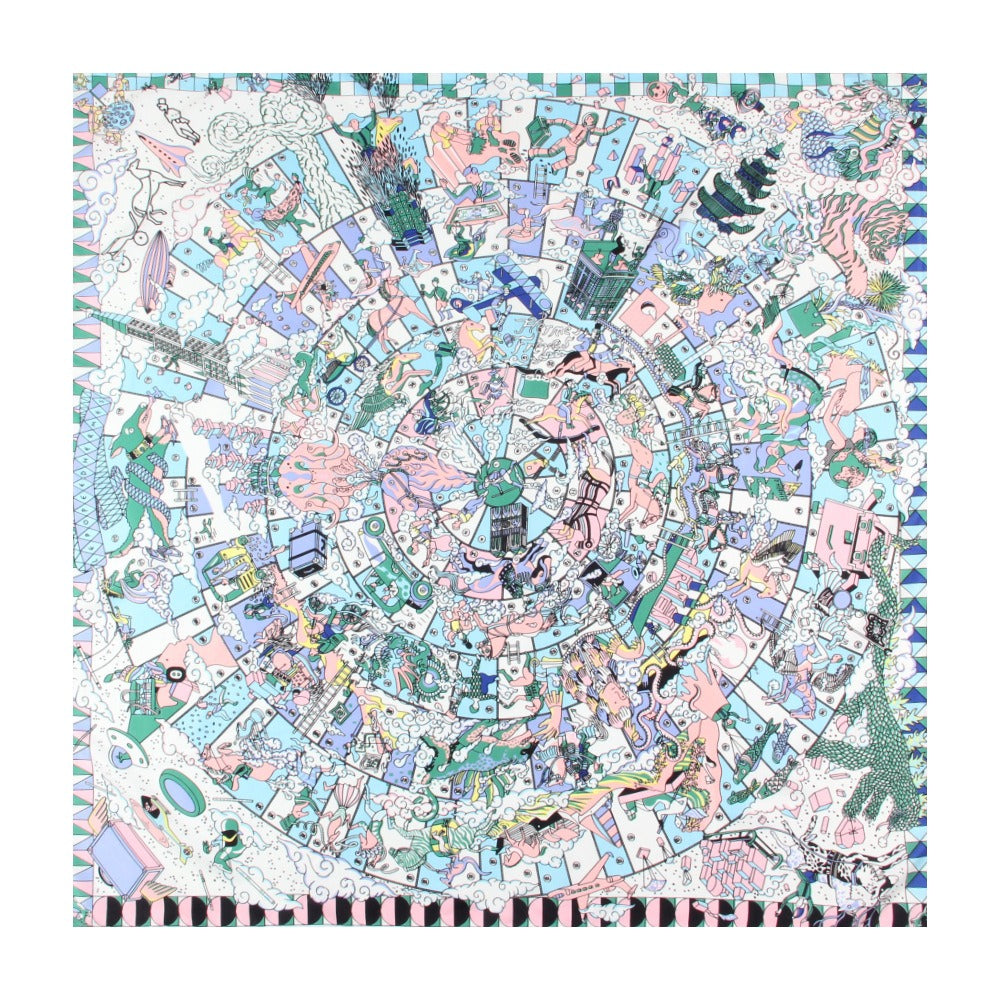 Playful Handmade Curled Scarf - 90cm Twill Silk Square