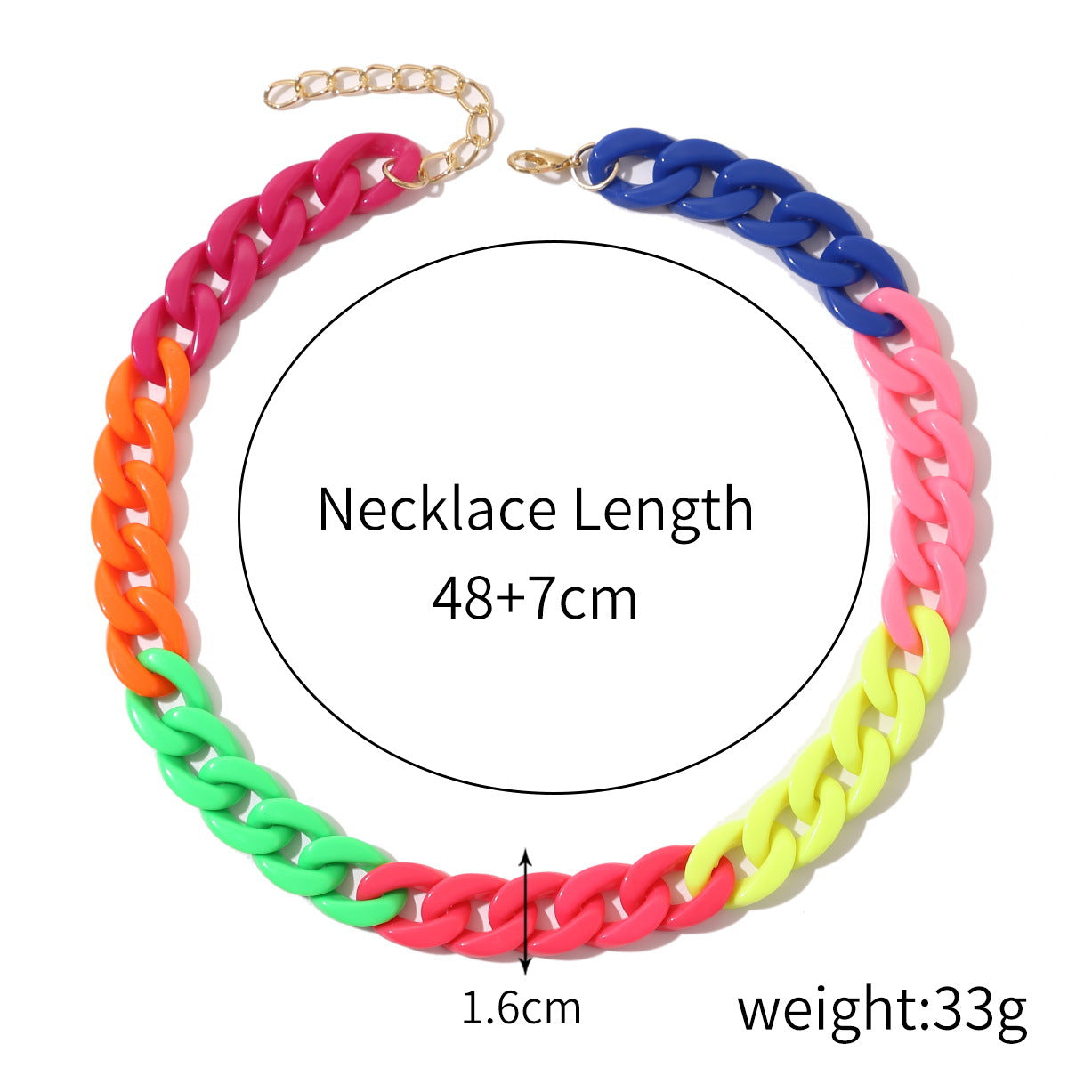 Colorful Cuban Chain Necklace - Harajuku Style