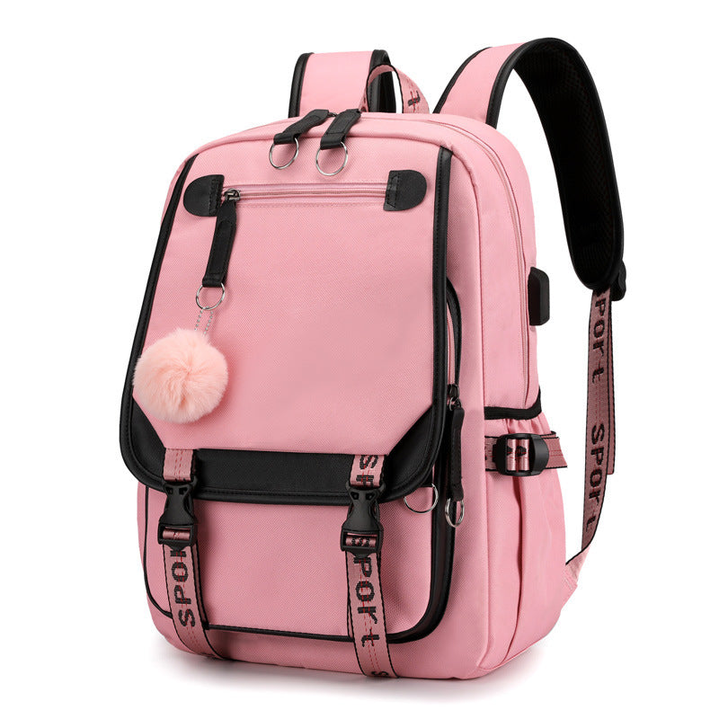 Cartoon Heat Transfer Backpack - Large Capacity USB Schoolbag