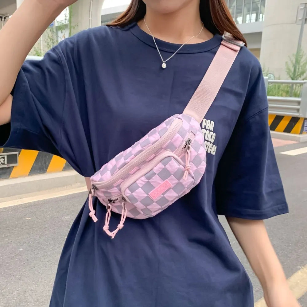 Harajuku Checkered Adjustable Strap Crossbody Bag