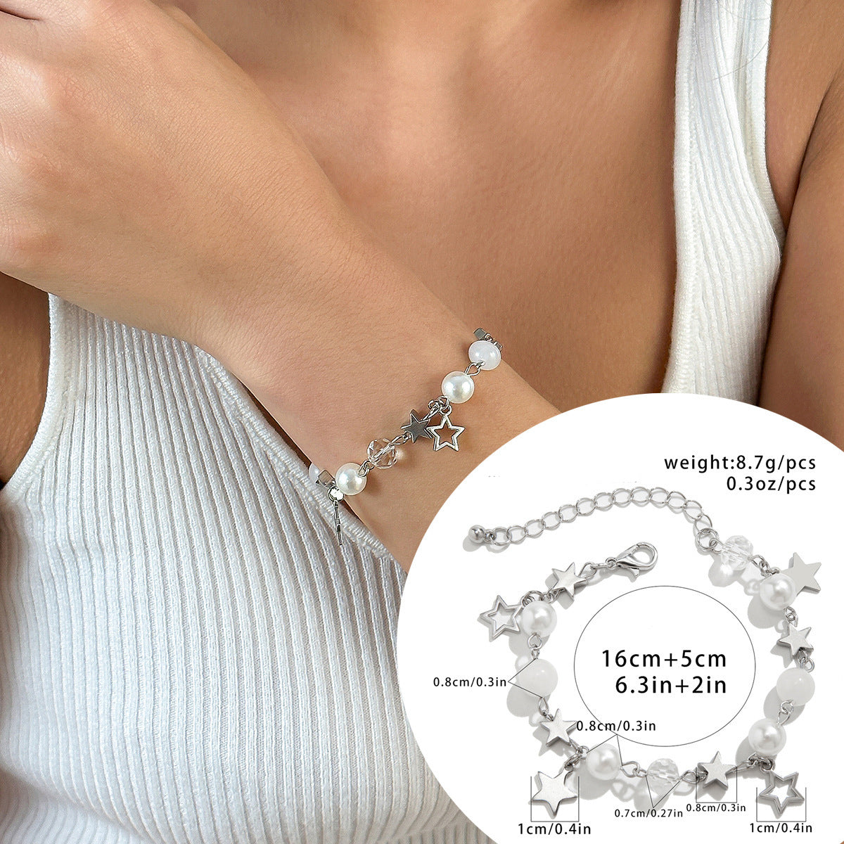 Magnetic Heart-Shaped Star Pendant Tassel Bracelet Set