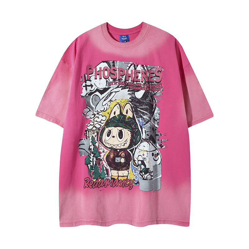 Harajuku Style Cartoon Print Short Sleeve T-Shirt