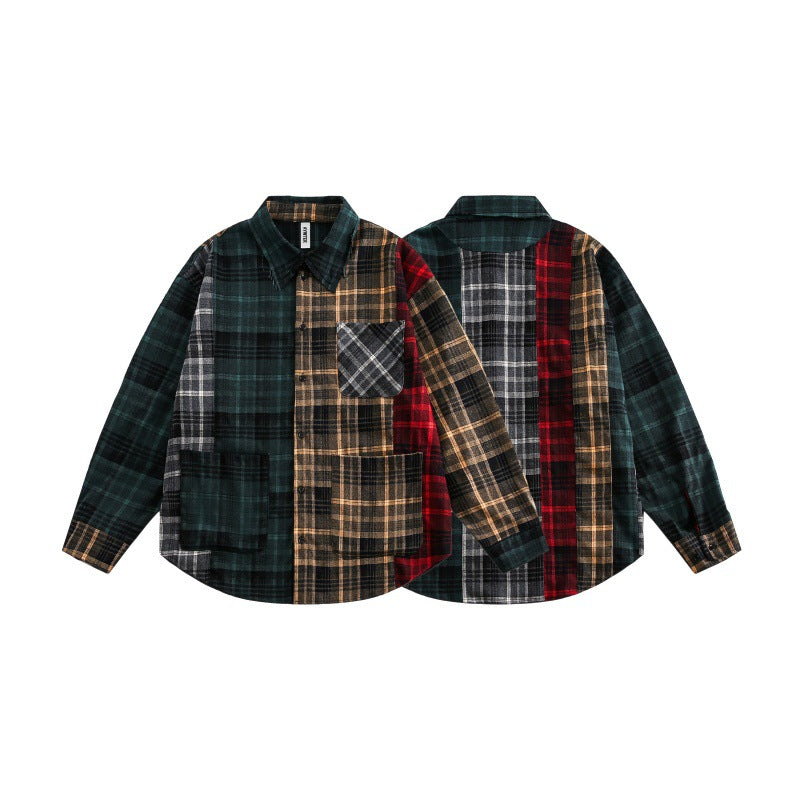 Colorful Patchwork Plaid Shirt - Harajuku Style